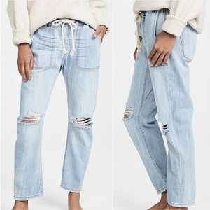 One Teaspoon M Shabbies Drawstring Boyfriend Jeans Hustler Wash 100% Cotton